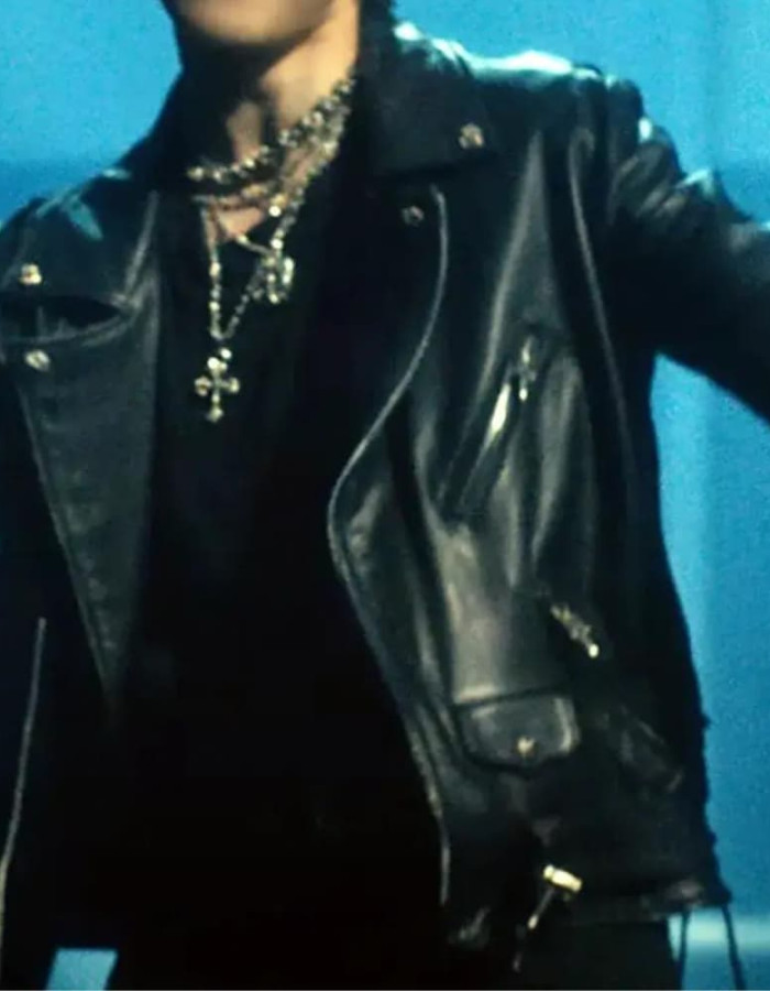 BTS Jimin VIBE Black Leather Jacket BTS Jimin VIBE Black Leather Jacket