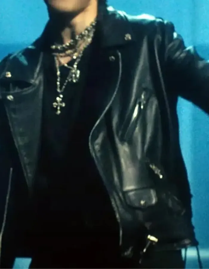 BTS Jimin VIBE Black Leather Jacket BTS Jimin VIBE Black Leather Jacket