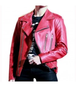 BTS Jeon Jungkook Red Leather Jacket
