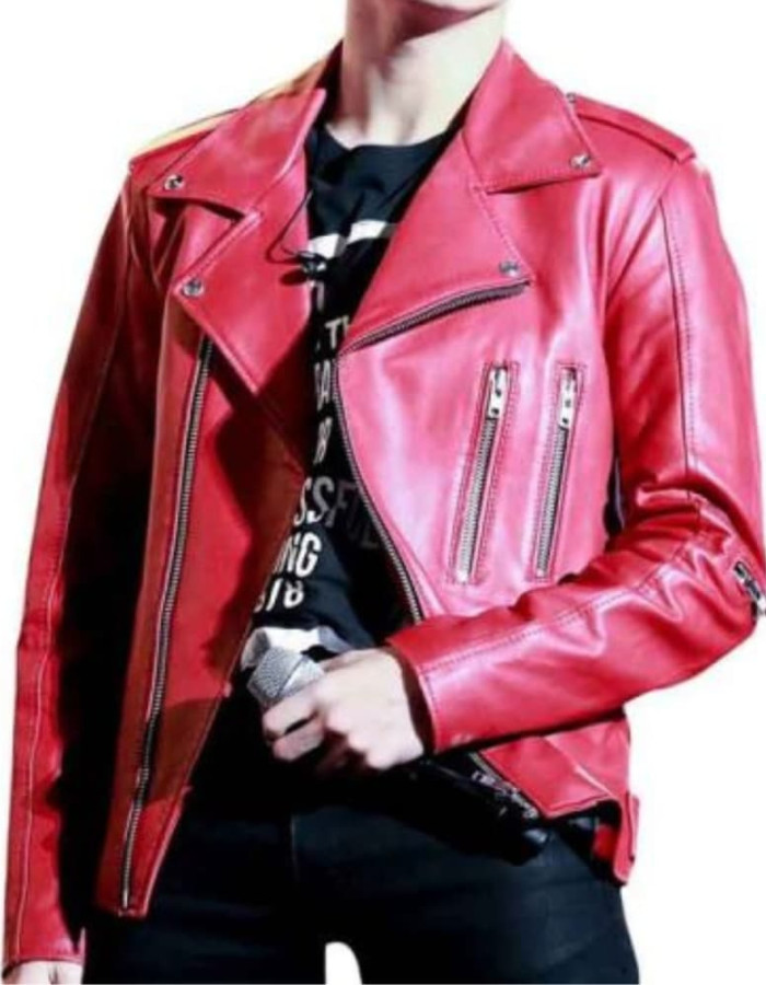 BTS Jeon Jungkook Red Leather Jacket BTS Jeon Jungkook Red Leather Jacket