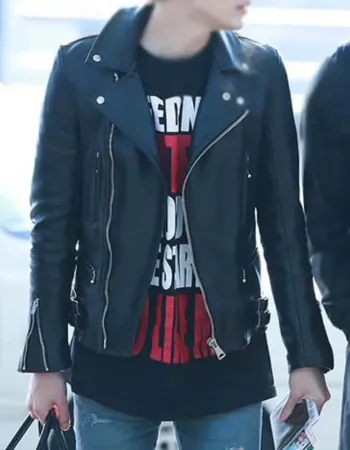 Bts Suga Black Motorcycle Leather Jacket Bts Suga Black Motorcycle Leather Jacket