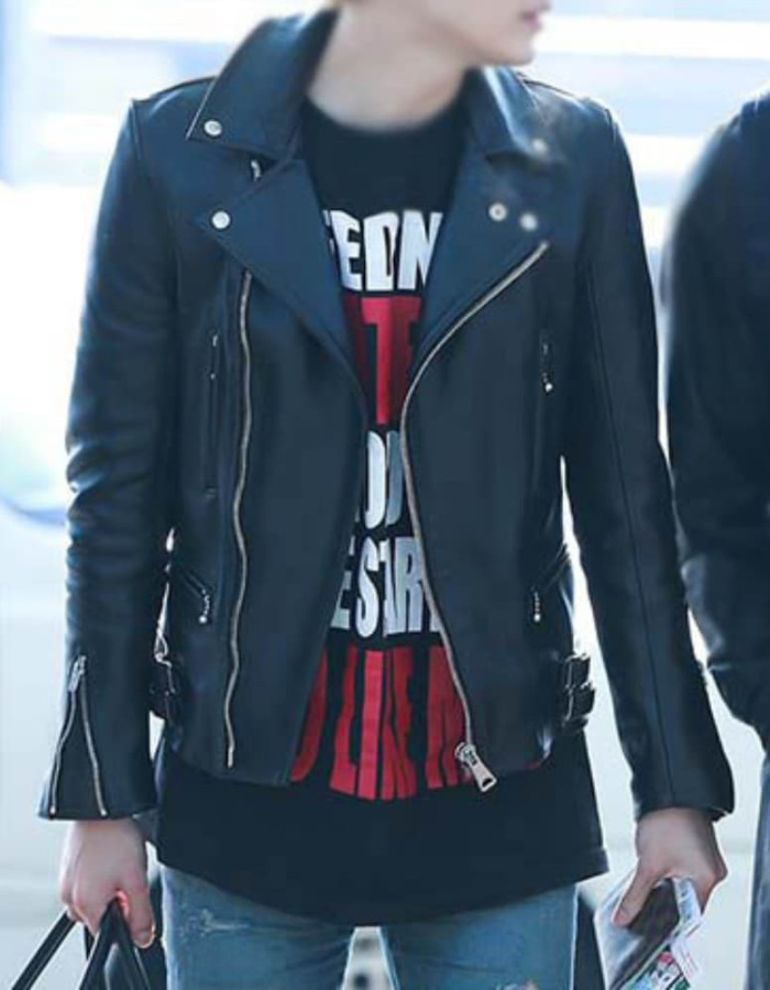 Bts Suga Black Motorcycle Leather Jacket Bts Suga Black Motorcycle Leather Jacket