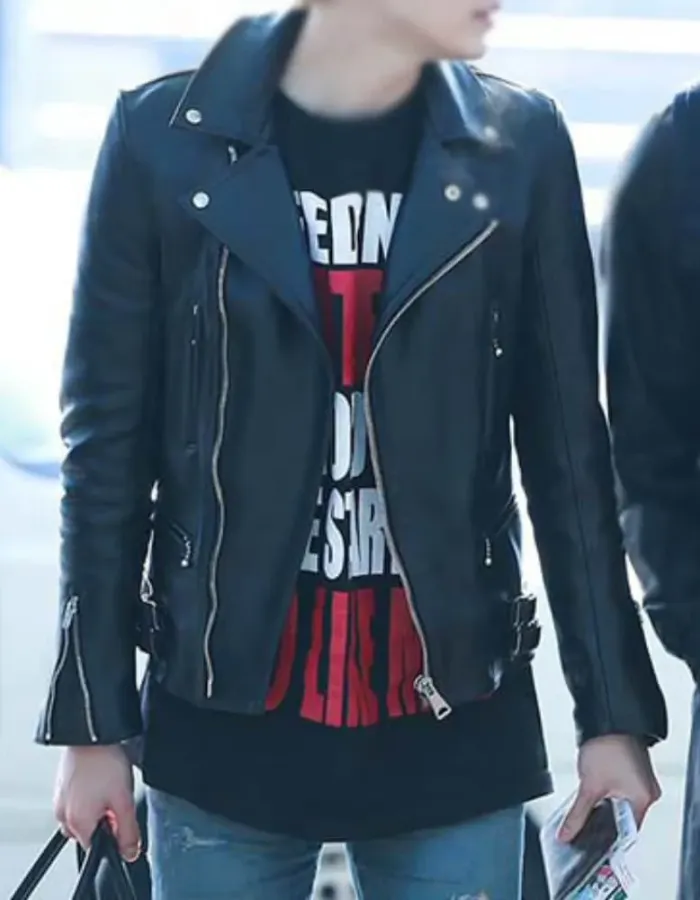 Bts Suga Black Motorcycle Leather Jacket Bts Suga Black Motorcycle Leather Jacket