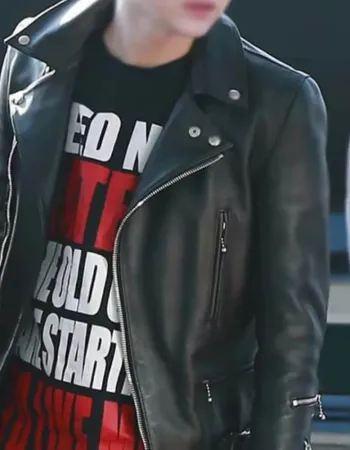 Bts Suga Black Motorcycle Leather Jacket