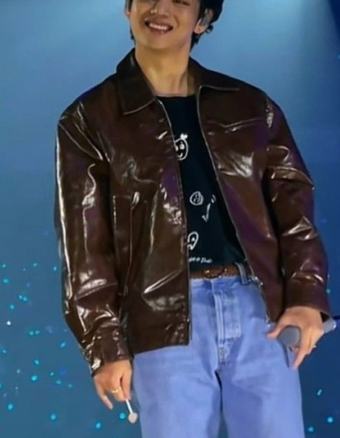 BTS V Kim Taehyung Brown Leather Jacket BTS V Kim Taehyung Brown Leather Jacket