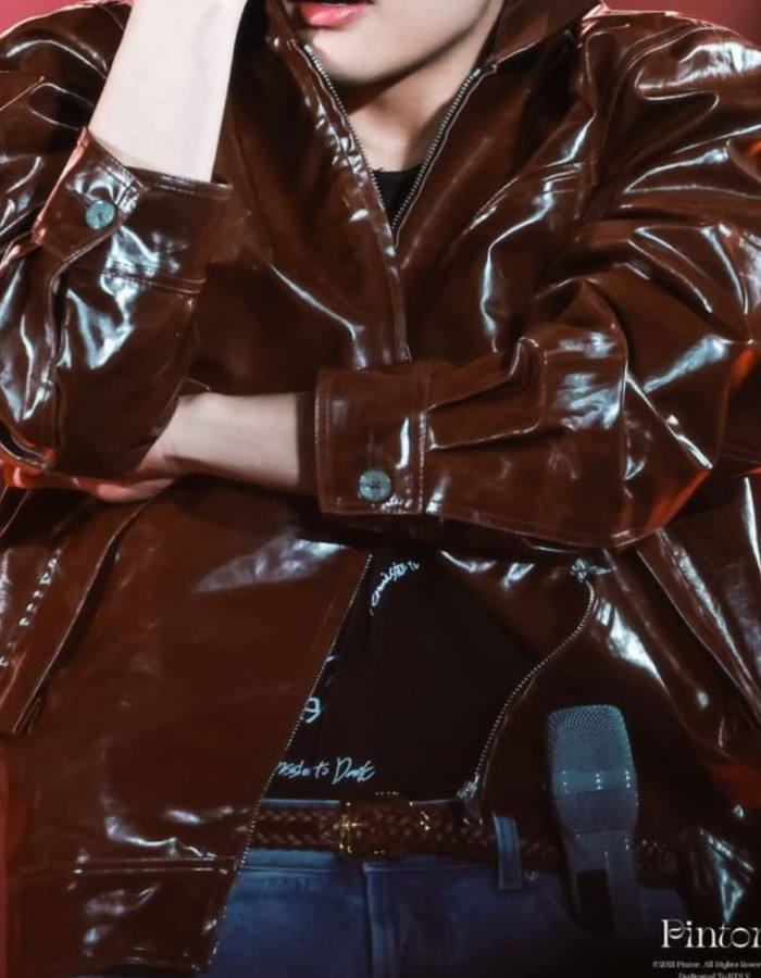 BTS V Kim Taehyung Brown Leather Jacket BTS V Kim Taehyung Brown Leather Jacket