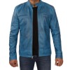 Cafe Racer Blue Lambskin Leather Jacket Cafe Racer Blue Lambskin Leather Jacket