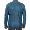 Cafe Racer Blue Lambskin Leather Jacket