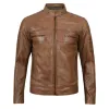 Cafe Racer Camel Waxed Padded Leather Jacket Cafe Racer Camel Waxed Padded Leather Jacket