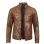 Cafe Racer Camel Waxed Padded Leather Jacket