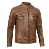 Cafe Racer Camel Waxed Padded Leather Jacket Cafe Racer Camel Waxed Padded Leather Jacket