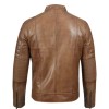 Cafe Racer Camel Waxed Padded Leather Jacket Cafe Racer Camel Waxed Padded Leather Jacket