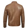 Cafe Racer Camel Waxed Padded Leather Jacket Cafe Racer Camel Waxed Padded Leather Jacket