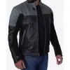 Men's Grey and Black Cafe Racer Leather Jacket Men's Grey and Black Cafe Racer Leather Jacket