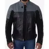 Men's Grey and Black Cafe Racer Leather Jacket Men's Grey and Black Cafe Racer Leather Jacket