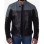 Men's Grey and Black Cafe Racer Leather Jacket
