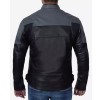 Men's Grey and Black Cafe Racer Leather Jacket