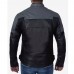 Men's Grey and Black Cafe Racer Leather Jacket