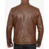 Cafe Racer Waxed Chocolate Brown Motorcycle Leather Jacket