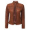 Cafe Racer Womens Tan Brown Padded Leather Jacket