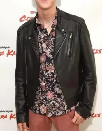 Cobra Kai Jacob Bertrand Black Biker Leather Jacket
