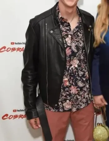 Cobra Kai Jacob Bertrand Black Biker Leather Jacket Cobra Kai Jacob Bertrand Black Biker Leather Jacket