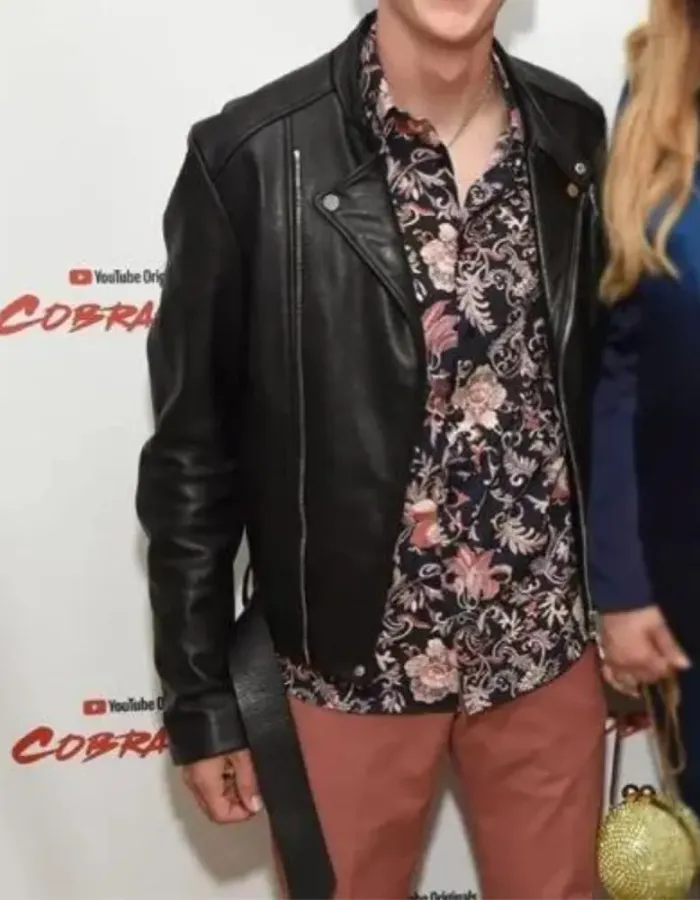 Cobra Kai Jacob Bertrand Black Biker Leather Jacket
