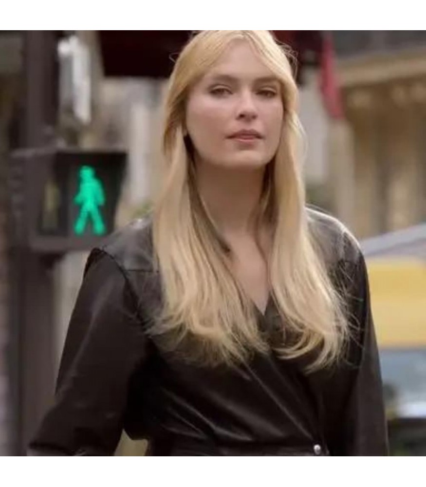 Emily In Paris Season 02 Camille Black Leather Coat