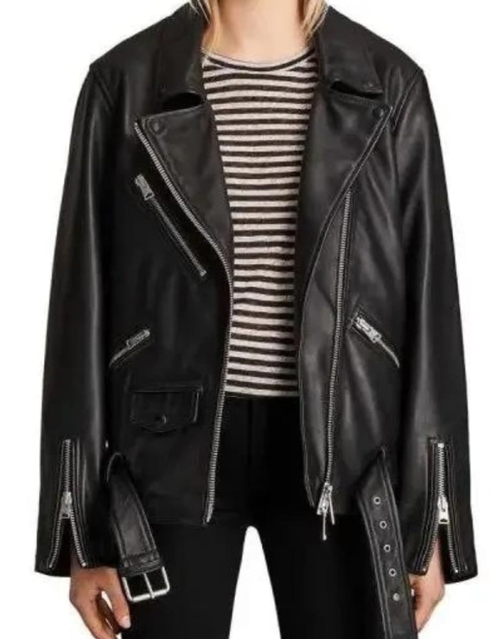 Emily In Paris Camille Black Biker Leather Jacket