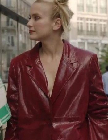 Emily In Paris S03 Camille Red Leather Blazer