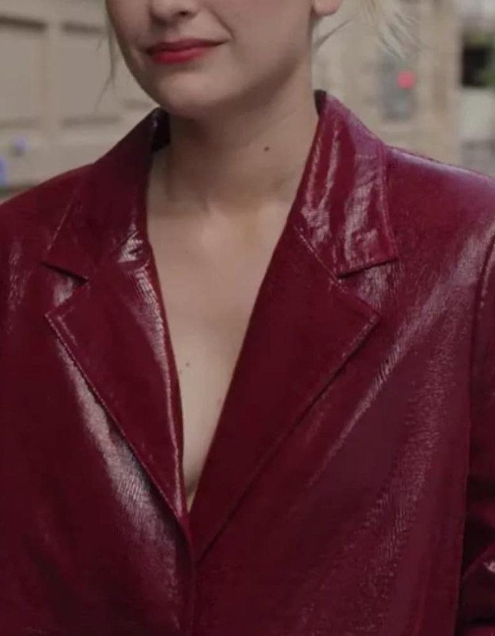 Emily In Paris S03 Camille Red Leather Blazer Emily In Paris S03 Camille Red Leather Blazer