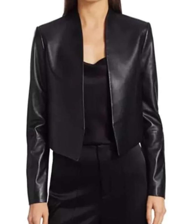 Emily in Paris Lily Collins (Emily Cooper) Black Leather Jacket Emily in Paris Lily Collins (Emily Cooper) Black Leather Jacket