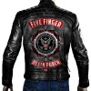 Five Finger Death Punch Black Leather Biker Jacket Five Finger Death Punch Black Leather Biker Jacket