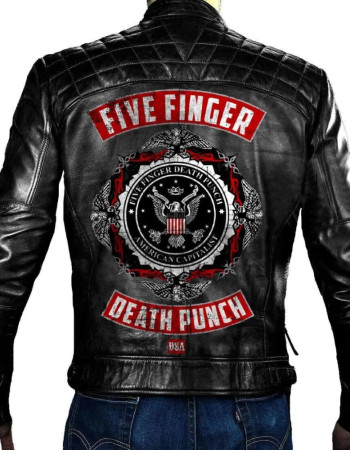 Five Finger Death Punch Black Leather Biker Jacket