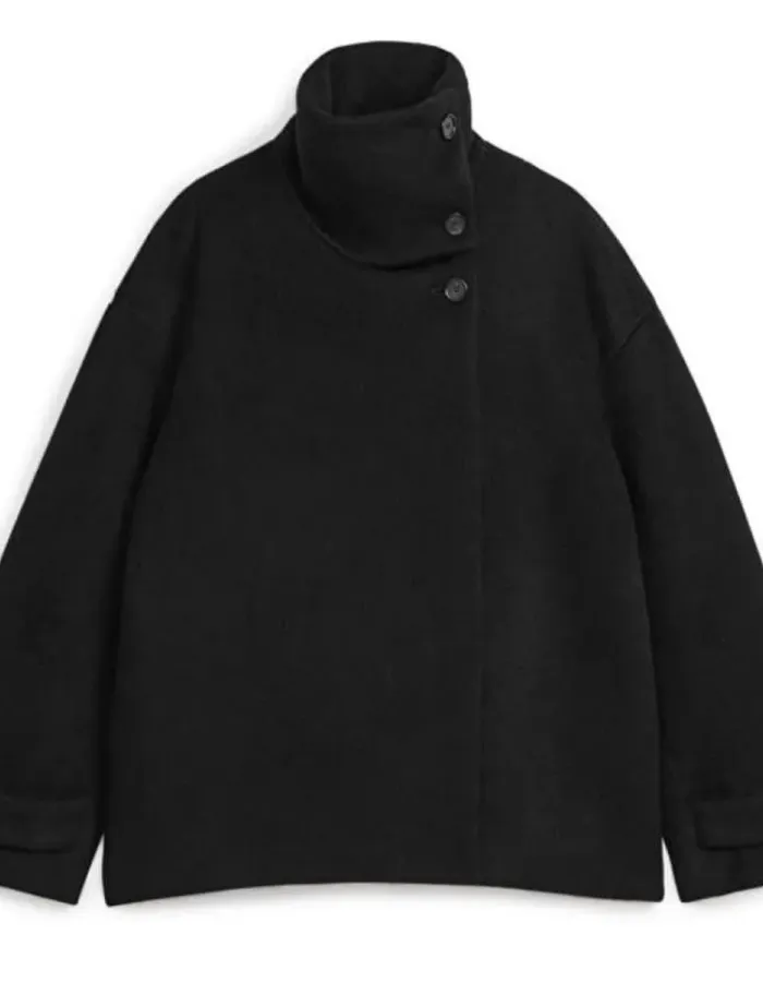 Fuzzy Black Wool Blend Jacket