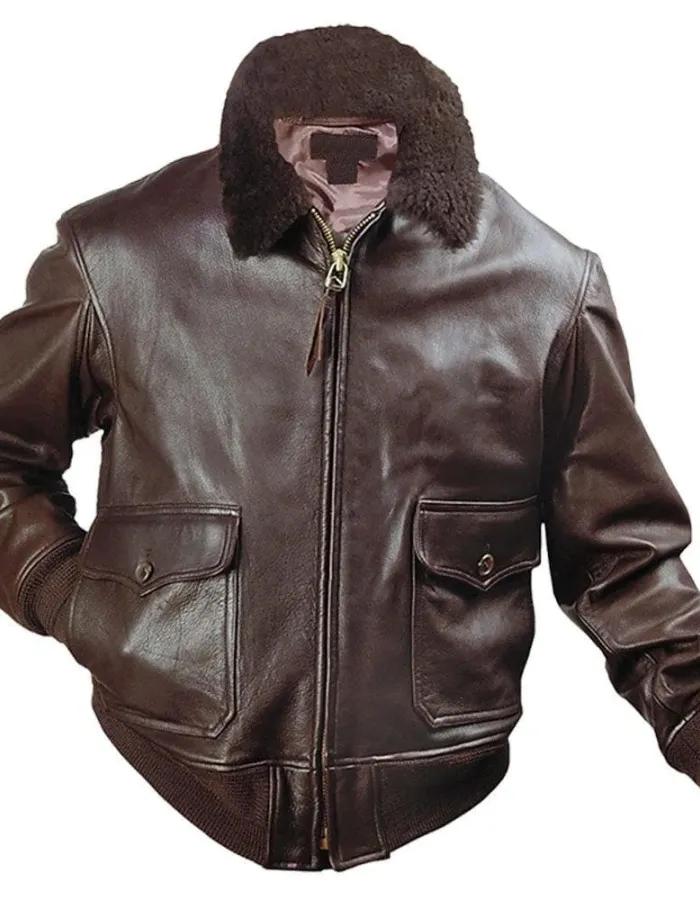 Men's G1 US Naval Flight Bomber Brown Leather Jacket