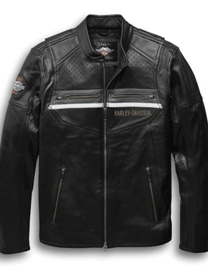 Harley Davidson Llano Perforated Black Leather Jacket Harley Davidson Llano Perforated Black Leather Jacket