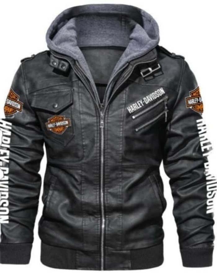 Harley-Davidson Motorcycle Black Hooded Leather Jacket Harley-Davidson Motorcycle Black Hooded Leather Jacket