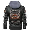 Harley-Davidson Motorcycle Black Hooded Leather Jacket