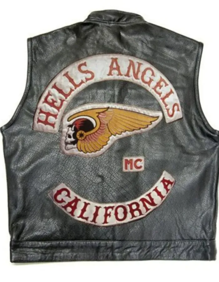 Men's Hells Angels California Biker Black Leather Vest Men's Hells Angels California Biker Black Leather Vest
