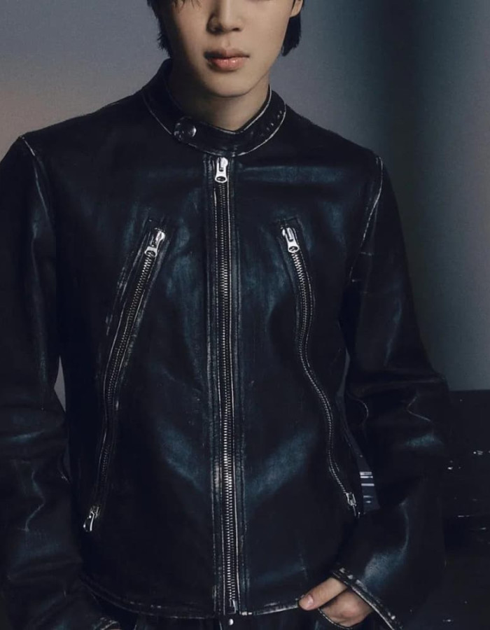 Jimin Black Biker Leather Jacket Jimin Black Biker Leather Jacket