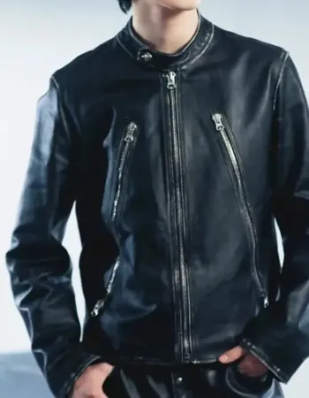 Jimin Black Biker Leather Jacket