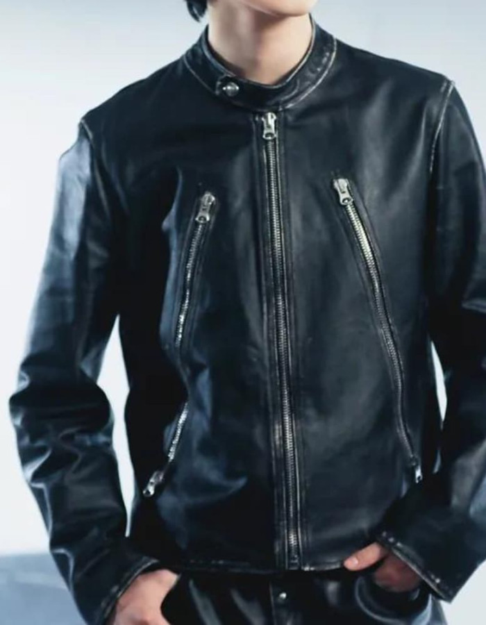 Jimin Black Biker Leather Jacket Jimin Black Biker Leather Jacket