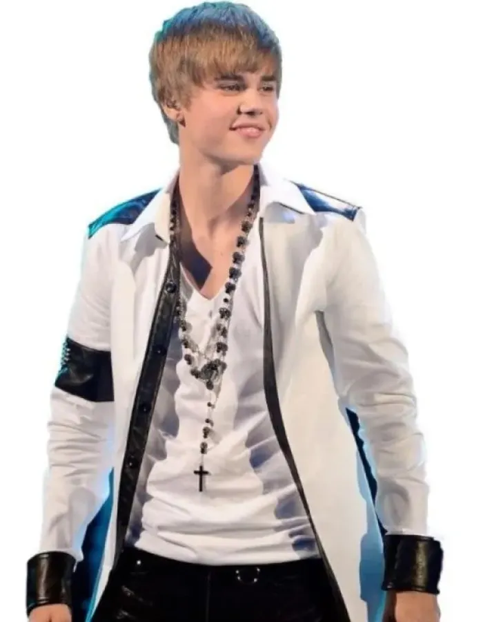 Justin Bieber Concert White Leather Jacket Justin Bieber Concert White Leather Jacket