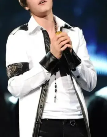 Justin Bieber Concert White Leather Jacket Justin Bieber Concert White Leather Jacket