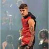 Justin Bieber Red Hooded Leather Vest
