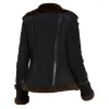 Meghan Aviator Black Bomber Shearling Fur Jacket Meghan Aviator Black Bomber Shearling Fur Jacket