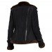 Meghan Aviator Black Bomber Shearling Fur Jacket