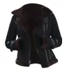 Meghan Aviator Black Bomber Shearling Fur Jacket Meghan Aviator Black Bomber Shearling Fur Jacket
