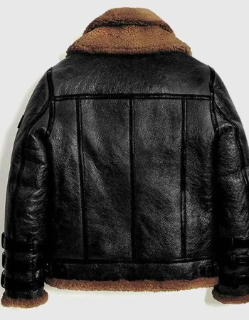Men RAF B3 Aviator Black Shearling Leather Bomber Jacket